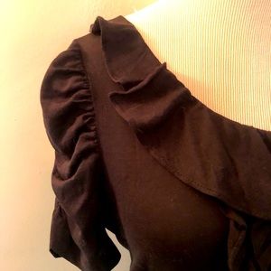 Leifsdottir Black Button Ruffle Blouse Sz: S 🖤